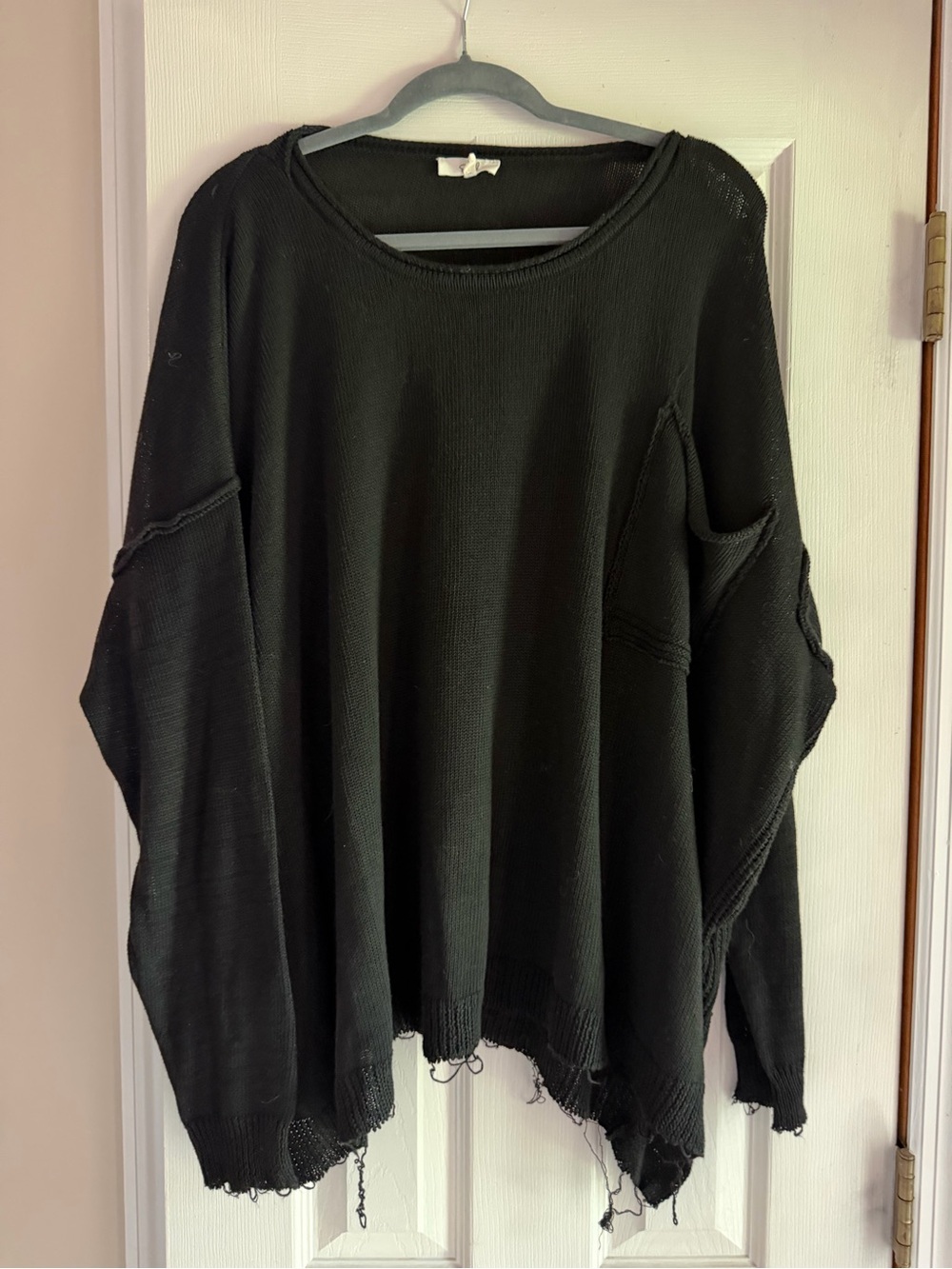 easel Black Distressed Oversized Crewneck Sweater
